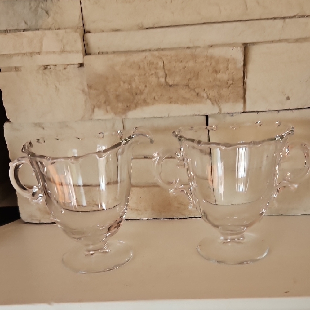 Elegant Clear Glass Creamer and Sugar Set